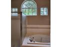 Bathroom featuring a tub, shower, and three windows for natural light at 7741 Bardmoor Hill Cir, Orlando, FL 32835