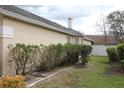 Green side yard with a chimney, hedges along the house, and a view of the adjacent property at 536 Dunoon St, Ocoee, FL 34761