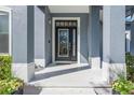 Close-up of a well-lit front door with decorative glass and white trim at 3320 Ashmount Dr, Orlando, FL 32828