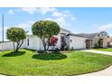 Bright home featuring mature landscaping, a two car garage, and an inviting facade at 239 Bronze Leaf Ct, Apopka, FL 32703