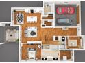 Open-concept floor plan featuring a living room, dining area, kitchen, and bedrooms at 2502 Bethaway Ave, Orlando, FL 32806