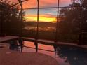 Enjoy the sunset view from this screened-in pool with a serene lake view at 27127 Stoney Brook Dr, Leesburg, FL 34748