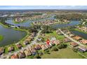 Stunning aerial view of a residential area featuring serene lakes and lush greenery at 1330 Bucktail Ct, Kissimmee, FL 34746