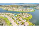 Panoramic aerial of waterfront community featuring beautiful homes and waterways at 2631 Captains Ct, Kissimmee, FL 34746