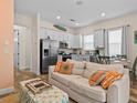 Open living area featuring modern decor, white kitchen and lots of natural light at 8086 Knee Deep Rd, Kissimmee, FL 34747