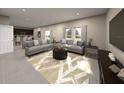 A spacious living room featuring neutral walls, tile flooring, and modern furniture at 2311 White Tail St, Davenport, FL 33837