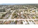 Wide aerial perspective showcases a neighborhood with green trees and neat residential streets at 250 Ryans Ridge Ave, Eustis, FL 32726