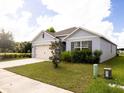 View of the single-story home from the street showing well maintained landscaping and a concrete driveway at 3332 Logan Berry Dr, Mount Dora, FL 32757