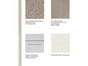 Selection of interior finishes including carpet, tile, shaker style cabinets, and quartz pebble countertops at 7351 Capstone Dr, Groveland, FL 34736