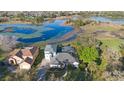 Stunning aerial view of home, showcasing backyard pool and beautiful lake views at 1320 Myrtle Dr, Longwood, FL 32750