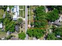 Aerial view showcasing the property's location within a neighborhood surrounded by mature trees at 418 S Summerlin Ave, Sanford, FL 32771