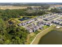Wide aerial view of a neighborhood with green spaces, lakes and modern homes in a suburban setting at 11206 Pixie Mandarin Ct, Winter Garden, FL 34787