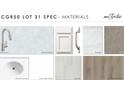 Image showcasing a selection of design materials for a new home, including countertops, tiles, carpet and flooring at 30158 Rustic Mill St, Mount Dora, FL 32757