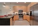Modern kitchen featuring stainless steel appliances, sleek cabinetry, and ample counter space for cooking at 1523 Still Dr, Clermont, FL 34714