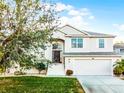 Beautiful home with well maintained lawn, a large tree, and a two-car garage at 1865 Sanderling Dr, Clermont, FL 34711