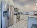 Modern kitchen featuring stainless steel appliances, white cabinets, and ample counter space at 500 E Crystal Lake St, Orlando, FL 32806