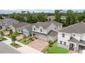 An aerial view of a neighborhood featuring well-maintained homes and landscaping at 1212 Bear Oak Ln, Deland, FL 32720