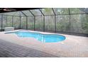 Inviting kidney-shaped pool within a screened enclosure, surrounded by a brick patio and lush greenery at 3734 Safflower Terrace, Oviedo, FL 32766