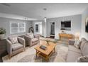 Inviting living room featuring hardwood floors, neutral paint, stylish furnishings and lots of natural light at 424 N Powers Dr, Orlando, FL 32835