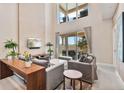 Spacious living room with high ceilings and large windows overlooking the patio at 3191 Brasilia Ave, Kissimmee, FL 34747