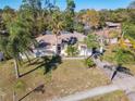 Scenic aerial shot of home showing lawn and landscaping, including tall palm trees, and neighborhood at 3252 Noah St, Deltona, FL 32738