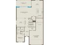 Layout of the first floor, showing a spacious gathering room, kitchen, cafe, and a 3-car tandem garage at 6006 Forest Perch Dr, St Cloud, FL 34771