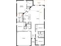 Detailed floor plan showcasing the layout of a four-bedroom home with a spacious kitchen at 3381 Sanctuary Dr, Clermont, FL 34714