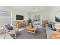 Cozy living room with modern decor, sliding glass doors and comfortable seating at 1832 Corner Meadow Cir, Orlando, FL 32820