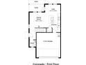 First floor floorplan featuring an open kitchen, living area, powder room and 2-car garage at 6457 Horseshoe Lane Way, St Cloud, FL 34773