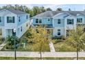 An elevated view shows the landscaped townhome exteriors with blue tones at 1312 Painted Bunting Ave, Oakland, FL 34787