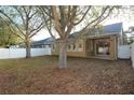 Large backyard featuring mature trees, a well-maintained lawn, and a white vinyl fence at 4852 Blue Major Dr, Windermere, FL 34786