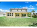 Expansive backyard featuring a covered patio, lush green lawn, and ample space for outdoor activities at 3036 Country Side Dr, Apopka, FL 32712