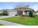 Single-story home with green lawn, mature landscaping, and a gray exterior at 325 St Georges Cir, Eagle Lake, FL 33839