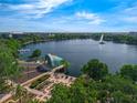 An aerial view of Lake Eola featuring a lakeside stage and a fountain at 151 E Washington St # 419, Orlando, FL 32801