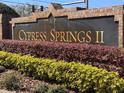 Attractive Cypress Springs II community sign with layered, colorful landscaping at the entrance at 2519 Cypress Trace Cir, Orlando, FL 32825