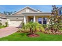 Beautifully landscaped front yard with palm trees and lush green grass enhances this home's curb appeal at 14345 Wabasso Loop, Winter Garden, FL 34787