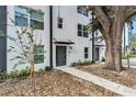 Contemporary townhouse shows sleek design with clean lines, dark accents, and attractive landscaping at 1602 Park Lake St # 2, Orlando, FL 32803