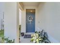 A welcoming front door with a decorative wreath and potted plants at 1932 Red Canyon Dr, Kissimmee, FL 34744