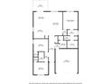 Floor plan exhibiting the layout of the two-story home with kitchen, bedrooms, bath, patio and living spaces at 851 W 24Th Pl, Sanford, FL 32771