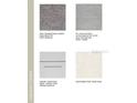 Selection of home interior features including carpet, tile, quartz countertop, and shaker cabinets at 3550 Mayfair St, Kissimmee, FL 34758