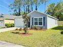 Attractive single-story home with blue shutters and a tidy front yard at 3437 Possehl Pl, The Villages, FL 32163