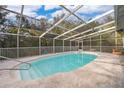A screened-in pool with clear water, steps for entry, and a surrounding concrete deck at 38851 Forest Dr, Eustis, FL 32736