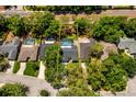 Aerial view of property with a pool, surrounded by lush greenery and a defined lot line at 878 W Timberland Trl, Altamonte Springs, FL 32714