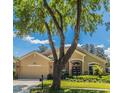 Attractive home featuring a well-manicured lawn, beautiful landscaping, and a inviting facade framed by a mature tree at 1450 Chessington Cir, Lake Mary, FL 32746