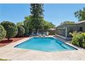 Inviting backyard pool with lounge chairs, screened-in lanai, and lush landscaping at 5441 Justine Way, Winter Park, FL 32792