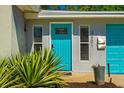 Inviting turquoise front door with sidelights, enhancing curb appeal and charm at 2501 Weber St, Orlando, FL 32803