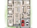 Spacious floor plan featuring multiple bedrooms, living areas, a study, and a two-car garage at 315 E Magnolia St, Davenport, FL 33837