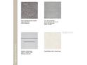 Standard carpet and tile flooring samples with white shaker cabinets and quartz countertop sample at 3116 Skyline Loop, Kissimmee, FL 34758