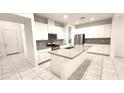 Modern kitchen features white cabinets, stainless appliances, and a large center island with a breakfast bar at 14154 Shocklach Dr, Winter Garden, FL 34787