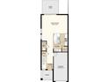 Open-concept first floor plan featuring a great room, kitchen, half bath, and garage at 2572 Penguin Blvd, Davenport, FL 33837